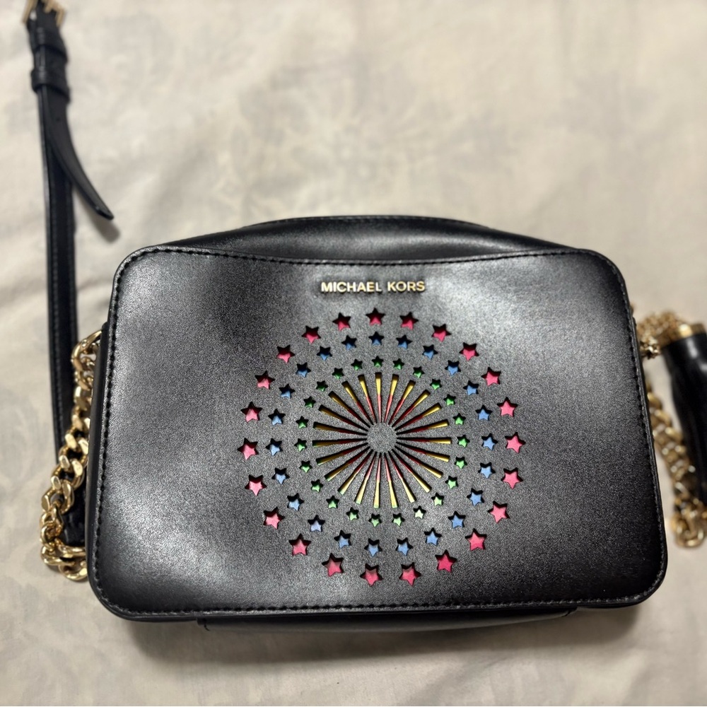 Michael Kors Black Crossbody Bag with Colorful Starburst - Picture 15 of 16